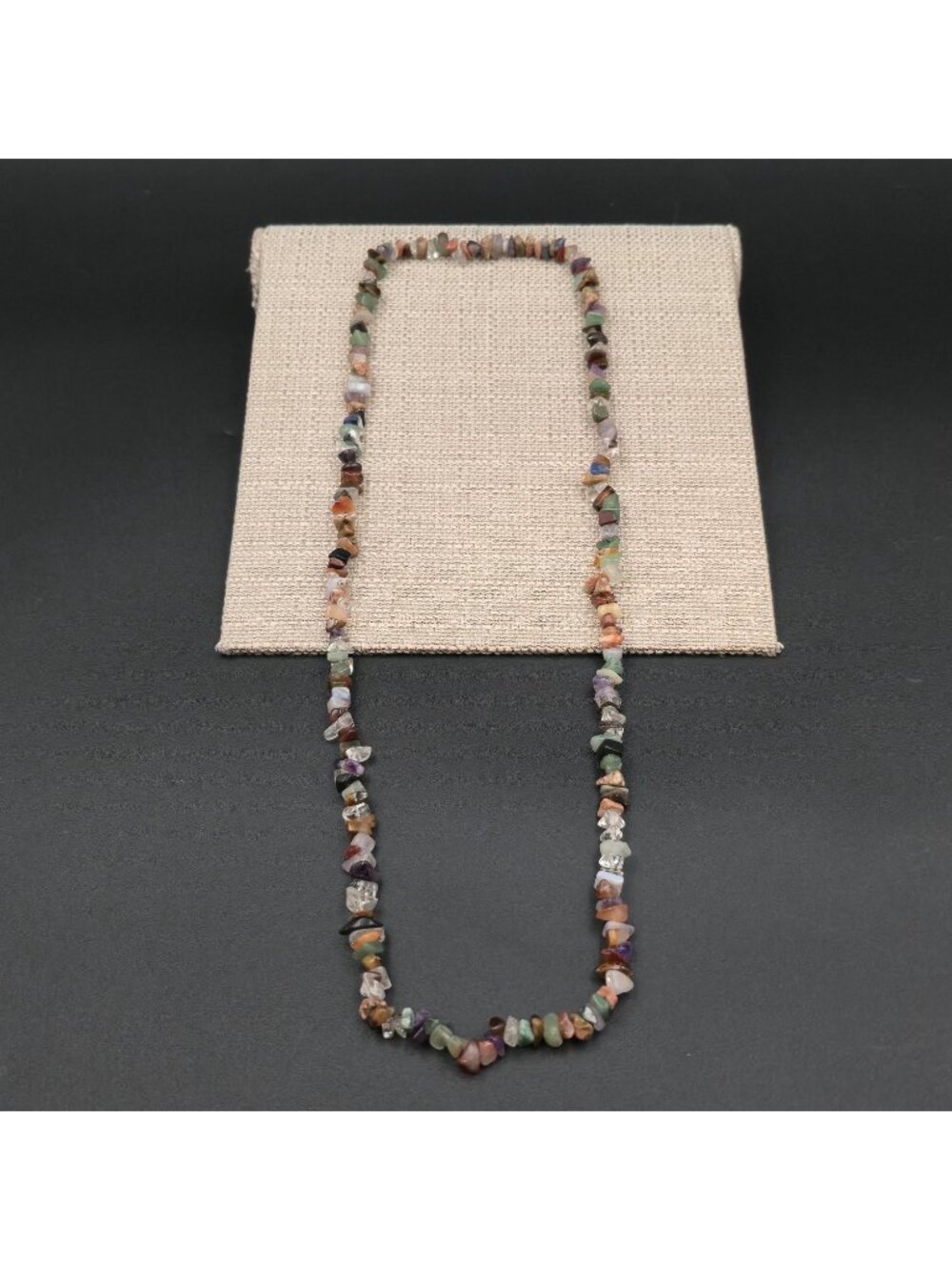 Polished Mixed Stone Tumbled Pebble Strand Necklace - 16" Slip On B1198 - Picture 2 of 5